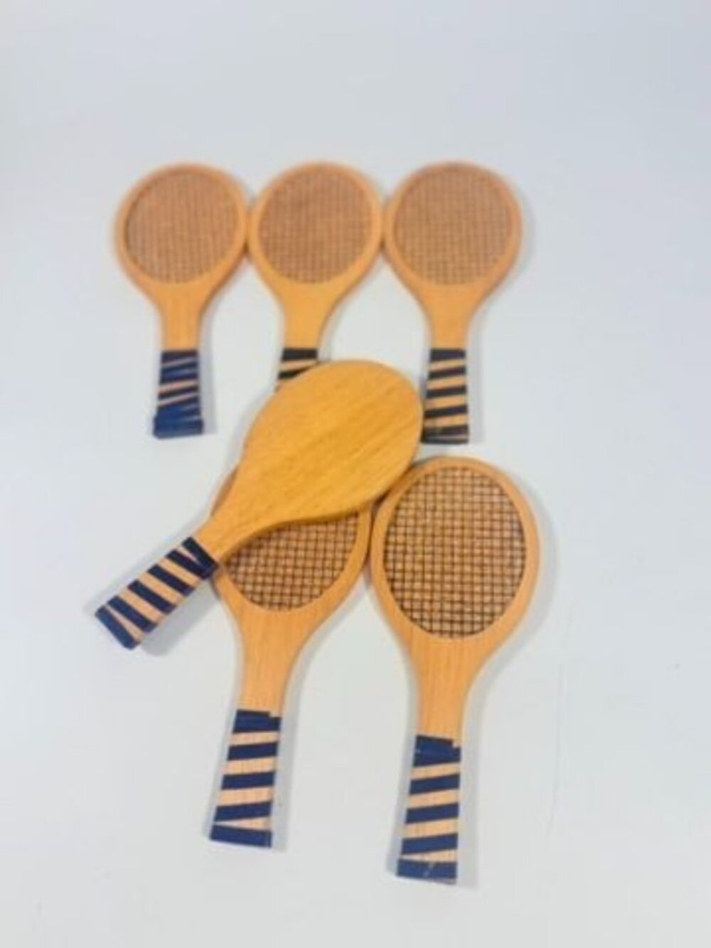 Coaster Set Cork and Wood Tennis Rackets Set 6 Unique Barware Vintage Gifts Serv - Picture 12 of 12